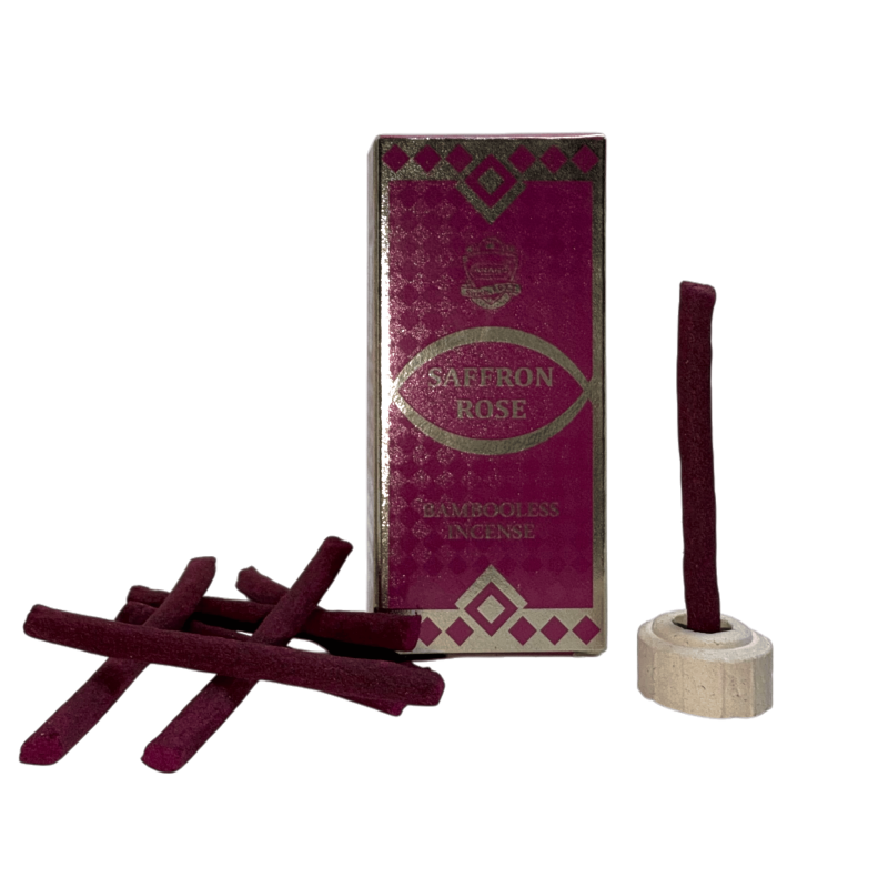 Dhoop البخور الزعفران الورود ANAND البخور الخيزران الزعفران الورد - 1 عبوة من 15 قطعة-بخور أناند-HOSTENATURA