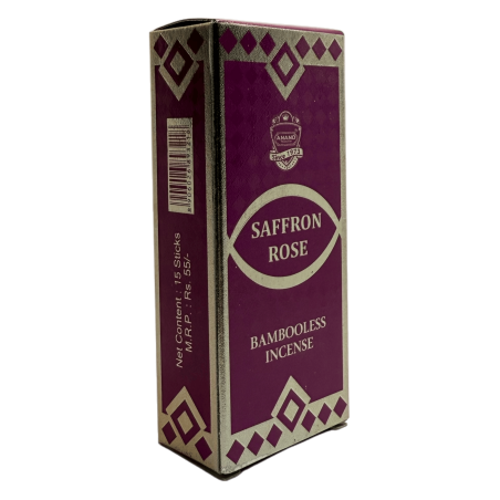 Incienso Dhoop Azafrán Rosas ANAND Bambooless Incense Saffron Rose - 1 cajetilla de 15 barritas