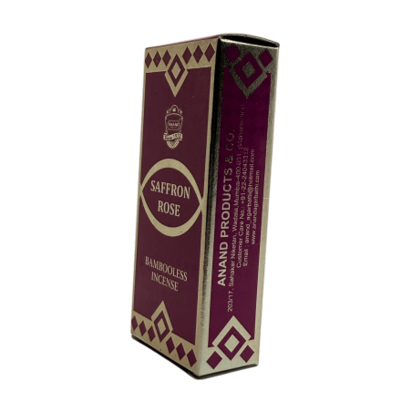 Incenso Dhoop Saffron Roses ANAND Incenso Sem Bambu Saffron Rose - 1 pacote de 15 barras