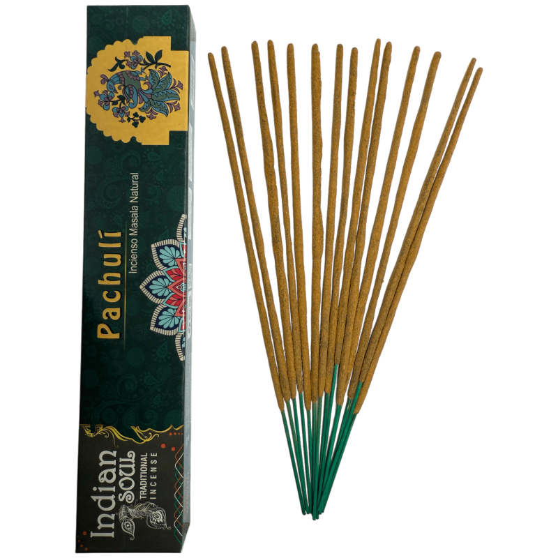 Indian Soul Patchouli Incense - Traditional Indian Incense - 15 grams.-INDIAN SOUL INCENSES-HOSTENATURA