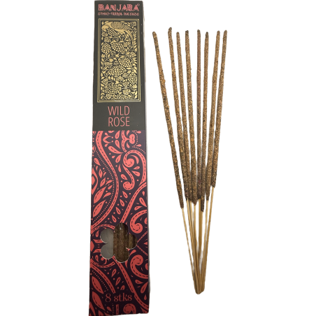 Encens Wild Rose BANJARA Extra Long Ethnique Tribal - 8 bâtonnets d’encens masala naturels