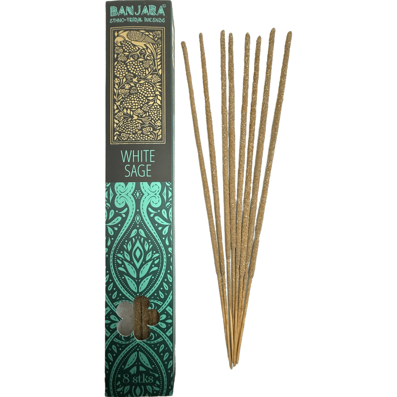 Tămâie de salvie albă BANJARA Extra Long Ethnic Tribal - 8 bețișoare naturale de tămâie masala-Tămâie Banjara Extra Long Etnic Tribal-HOSTENATURA