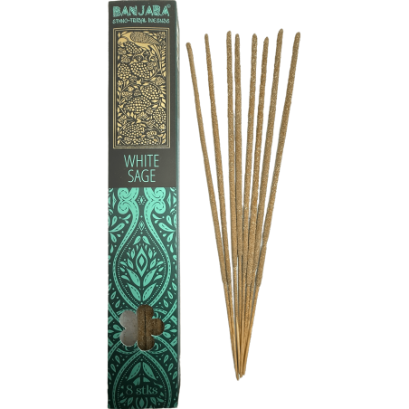 White Sage Incense BANJARA Extra Long Ethnic Tribal - 8 natural masala incense sticks