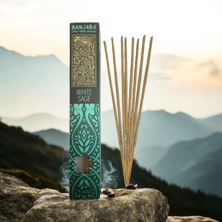 White Sage Incense BANJARA Extra Long Ethnic Tribal - 8 natural masala incense sticks