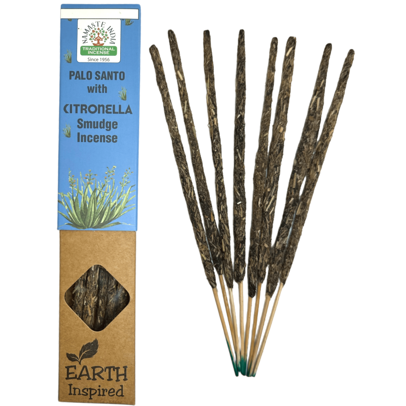 Incienso Natural de Palo Santo y Citronela NAMASTE INDIA Earth Inspired - Cajita de 25gr de Incienso Orgánico-Inciensos Natural Palo Santo NAMASTE INDIA ORKAY-HOSTENATURA