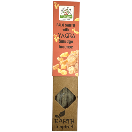 Incienso Natural de Palo Santo y Yagra NAMASTE INDIA Earth Inspired - Cajita de 25gr de Incienso Orgánico