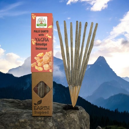 Naturalne kadzidła z Palo Santo i Yagra NAMASTE INDIA inspirowane ziemią - 25gr pudełko organicznych kadzideł