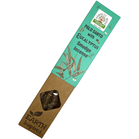 Incenso Natural Palo Santo e Eucalipto NAMASTE INDIA Inspirado na Terra - Caixa de 25gr de Incenso Orgânico