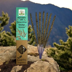 Incienso Natural de Palo Santo y Eucalipto NAMASTE INDIA Earth Inspired - Cajita de 25gr de Incienso Orgánico