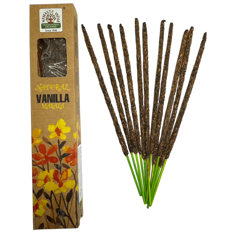 Incienso natural Vainilla Namaste India Natural Masala - 1 cajetilla de incienso orgánico 30gr.-Incienso Natural NAMASTE INDIA ORKAY-HOSTENATURA