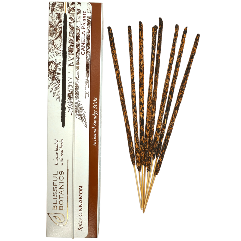 Blissful Botanics TULASI Artisan Natural Cinnamon Tămâie organică - Scorțișoară picantă - 8 bețișoare de tămâie organică-Inciensos Blissful Botanics Tulasi-HOSTENATURA