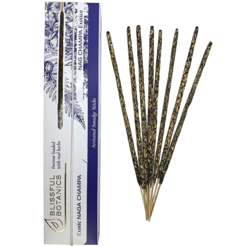 ناج شامبا العضوي Blissful Botanics تولاسي البخور الحرفي الطبيعي - ناج تشامبا الغريبة - 8 أعواد بخور عضوية-Inciensos Blissful Botanics Tulasi-HOSTENATURA