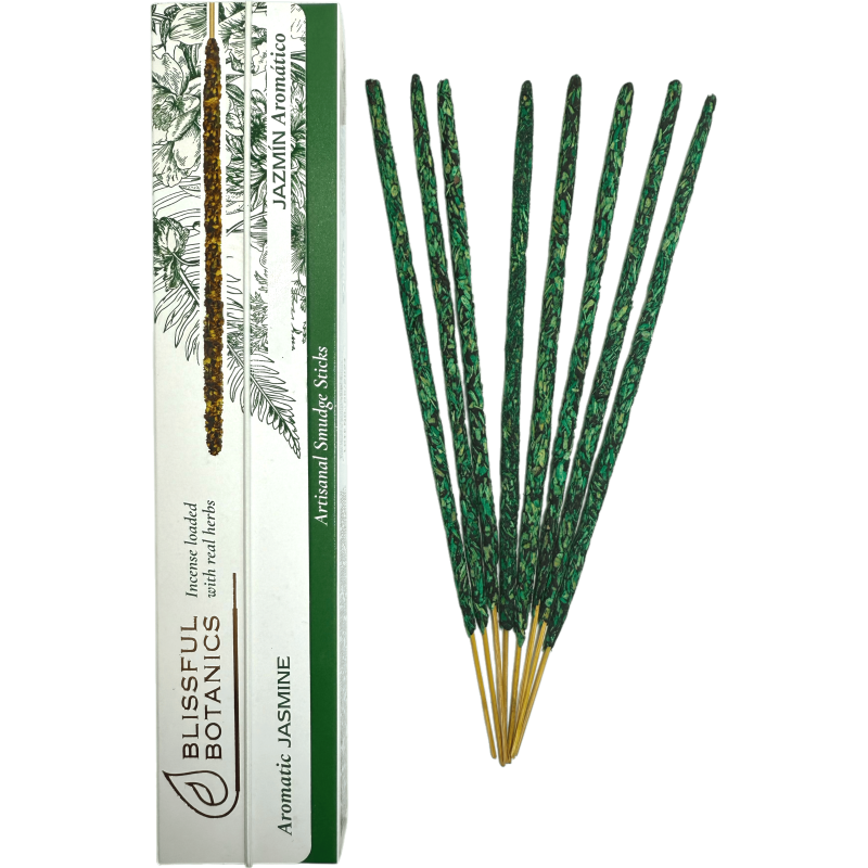 オーガニックインセンス 至福の植物 TULASI Natural Artisan Jasmine - アロマティックジャスミン - オーガニック線香8本-Inciensos Blissful Botanics Tulasi-HOSTENATURA