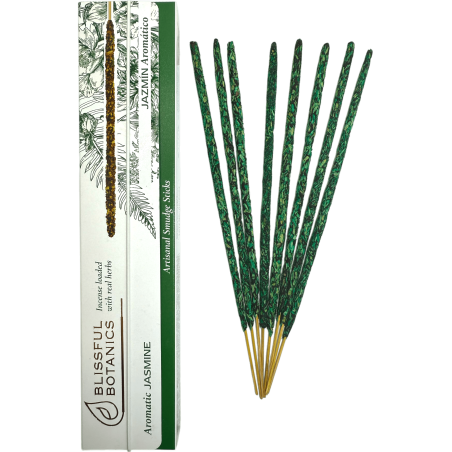 Encens Bio Blissful Botanics TULASI Jasmin Artisanal Naturel - Jasmin Aromatique - 8 bâtonnets d’encens bio