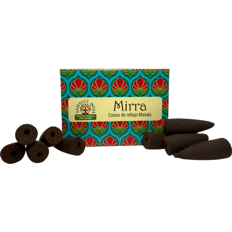 Myrrh Reflux Cones NAMASTE INDIA - 10 blackflow incense cones-Orkay NAMASTE INDIA Reflux Incense Cones-HOSTENATURA