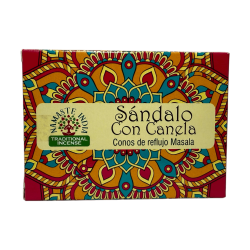 Cônes de Reflux Bois de Santal à la Cannelle NAMASTE INDIA - 10 cônes d’encens blackflow