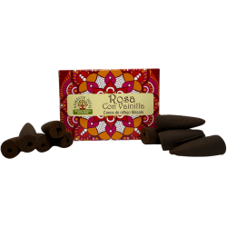 Cones de Refluxo Rosa com NAMASTE INDIA de Baunilha - 10 cones de incenso blackflow