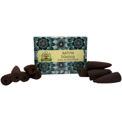 White Sage Reflux Cones NAMASTE INDIA - 10 blackflow incense cones