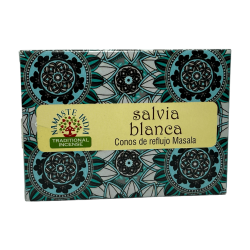 Weißer Salbei Reflux Kegel NAMASTE INDIA - 10 Blackflow Räucherkegel
