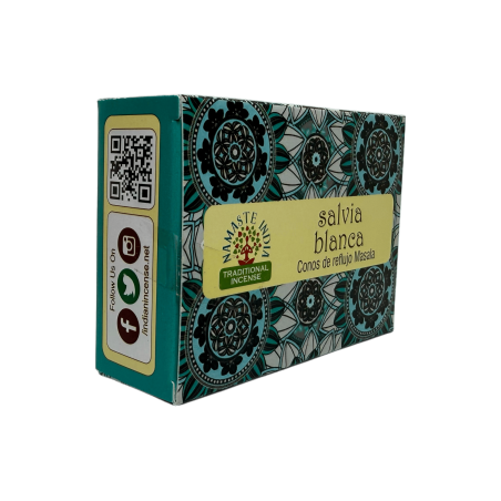 Refluxkoner med vit salvia NAMASTE INDIA - 10 blackflow rökelsekoner