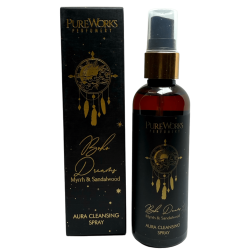 Spray ezoteric pentru odorizante Bohemian Dreams PureWorks Boho Dreams Spray de curățare cu smirnă și lemn de santal Aura 100ml.