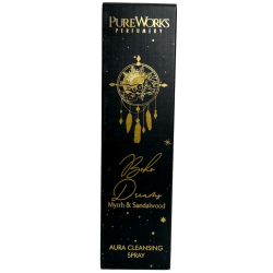 Spray ezoteric pentru odorizante Bohemian Dreams PureWorks Boho Dreams Spray de curățare cu smirnă și lemn de santal Aura 100ml.