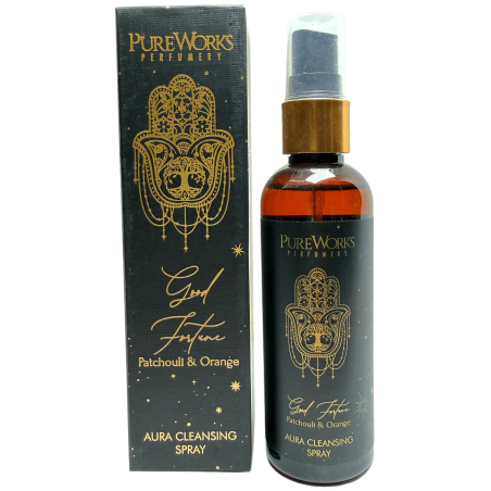 Spray Ambientador Esotérico Buena Fortuna PureWorks Good Fortune Pachulí y Naranja Aura Cleansing Spray 100ml.