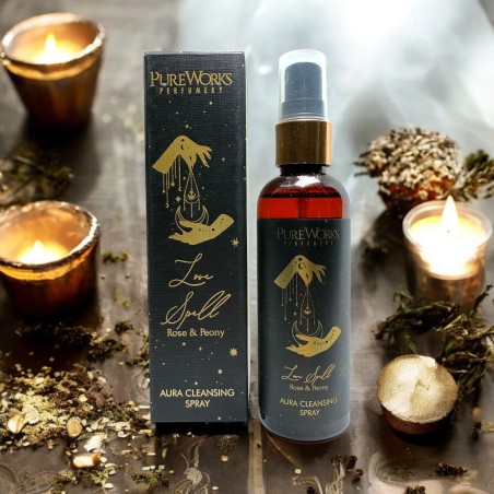 Spray Ambientador Esotérico Hechizo de Amor PureWorks Love Spell Rosa y Peonía Aura Cleansing Spray 100ml.