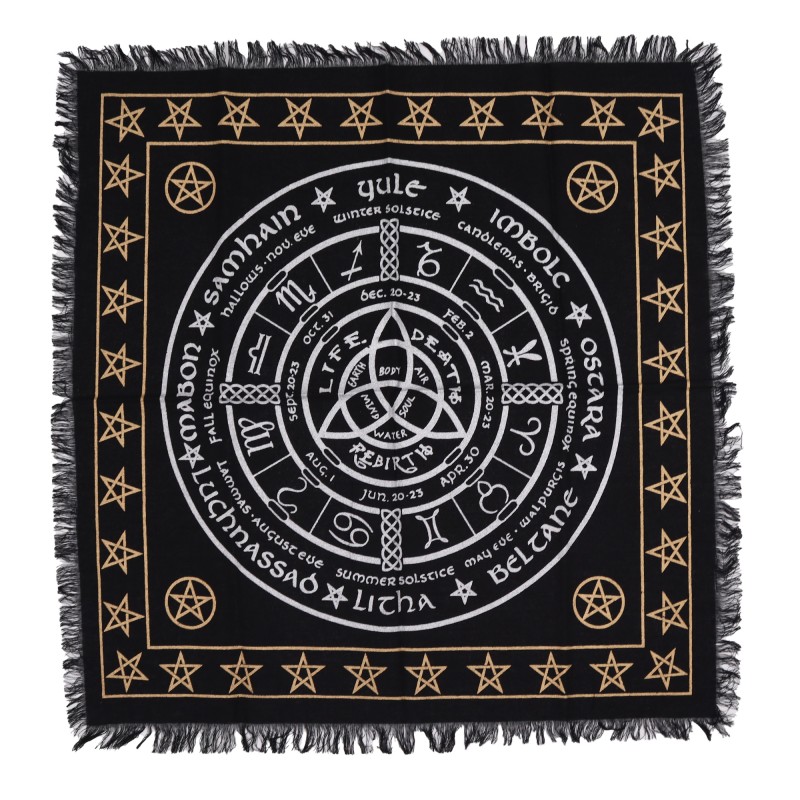 Altar Cloth with Fringes Esoteric Life, Death and Rebirth - 50x50cm-ESOTERICISM-HOSTENATURA