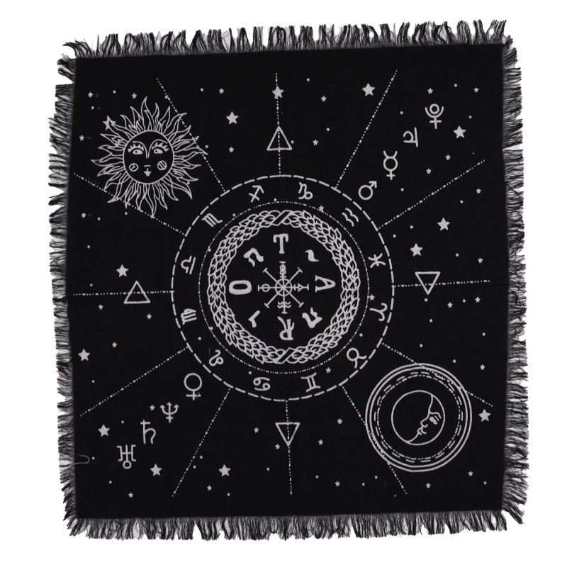 Altarduk med esoteriska fransar Måne och sol - 50x50cm-ESOTERISM-HOSTENATURA