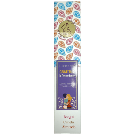 Incenso Orgânico Gratitude Blissful Blends Vijayshree Benjoim, Canela e Almíscar - Caixa de 25gr.
