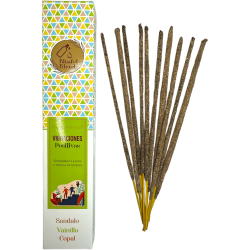 Tămâie organică Vibrații pozitive Amestecuri fericite Vijayshree Lemn de santal, Vanilie și Copal - Cutie de 25gr.
