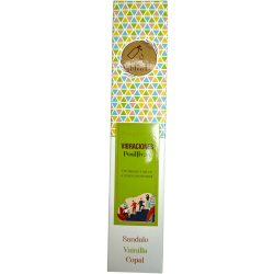 Tămâie organică Vibrații pozitive Amestecuri fericite Vijayshree Lemn de santal, Vanilie și Copal - Cutie de 25gr.