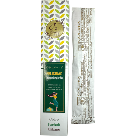 Incenso Orgânico Happiness Blissful Blends Vijayshree Cedar, Patchouli e Frankincense - Caixa de 25gr.