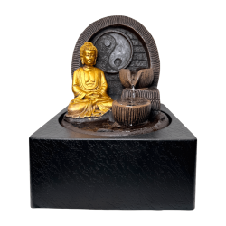 LED付き仏噴水18x18x23cm - 屋内樹脂噴水 - HOSTENATURA