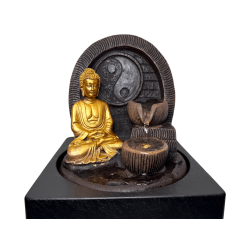 LED付き仏噴水18x18x23cm - 屋内樹脂噴水 - HOSTENATURA