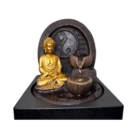 LED付き仏噴水18x18x23cm - 屋内樹脂噴水 - HOSTENATURA