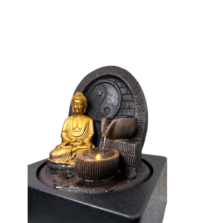 Buddha Fountain with LED 18x18x23cm - Indoor Resin Fountain - HOSTENATURA