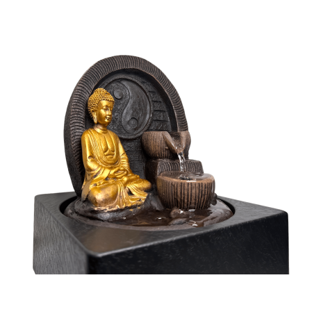 Fontaine Bouddha avec LED 18x18x23cm - Fontaine intérieure en résine - HOSTENATURA