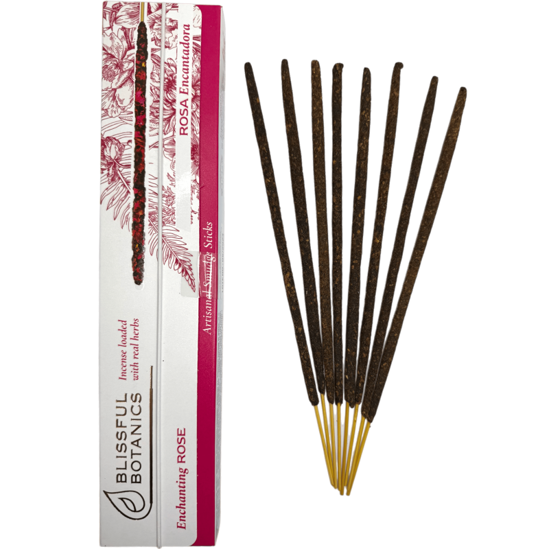 Organic Incense Blissful Botanics Rose TULASI Natural Artisan - Lovely Rose - 8 Organic Incense Sticks-Inciensos Blissful Botanics Tulasi-HOSTENATURA
