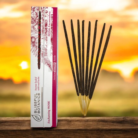 Incienso Orgánico Rosa Blissful Botanics TULASI Artesano Natural - Rosa Encantadora - 8 barritas incienso orgánicas