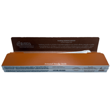 Encens Bois de Santal Bio Blissful Botanics TULASI Natural Artisan - Bois de Santal Apaisant - 8 bâtonnets d’encens bio