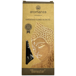 Mini tibetansk rökelse gardenias vita blommor Aromanza Argentina - 8 rökelsepinnar 40 min varaktighet - Wellness