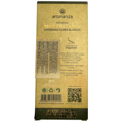 Mini tibetansk rökelse gardenias vita blommor Aromanza Argentina - 8 rökelsepinnar 40 min varaktighet - Wellness