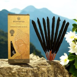 Mini tibetansk rökelse gardenias vita blommor Aromanza Argentina - 8 rökelsepinnar 40 min varaktighet - Wellness