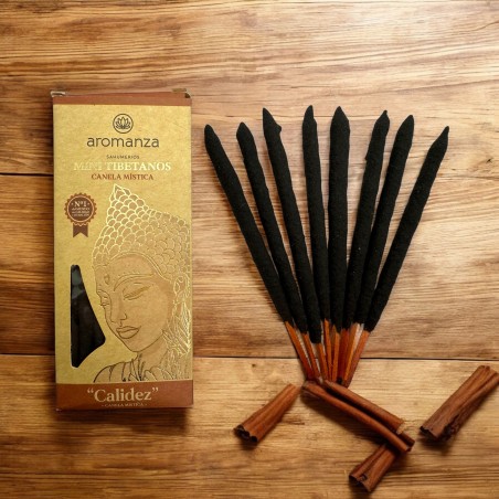 Mini Incenso Tibetano Místico Canela Aromanza Argentina - 8 incensos 40min duração - Calor