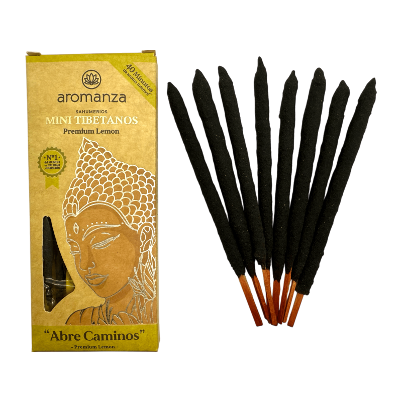 Incienso Mini Tibetanos Limón Aromanza Argentina - 8 sahumerios 40min duración - Abre Caminos-Incienso Mini Tibetano Aromanza-HOSTENATURA