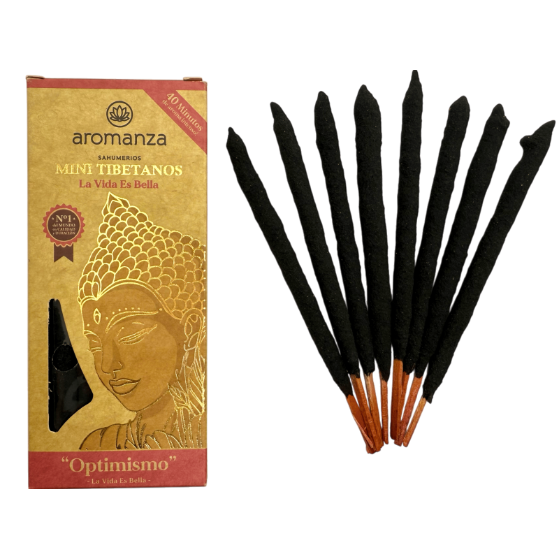 Mini Tibetan Räucherstäbchen Das Leben ist schön Aromanza Argentinien - 8 Räucherstäbchen 40min Dauer - Optimism-Tibetische Mini-Räucherstäbchen Aromanza-HOSTENATURA