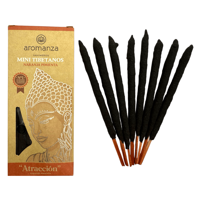 Mini Tibetan Räucherstäbchen Orange Pfeffer Aromanza Argentinien - 8 Räucherstäbchen 40min Dauer - Attraktion-Tibetische Mini-Räucherstäbchen Aromanza-HOSTENATURA