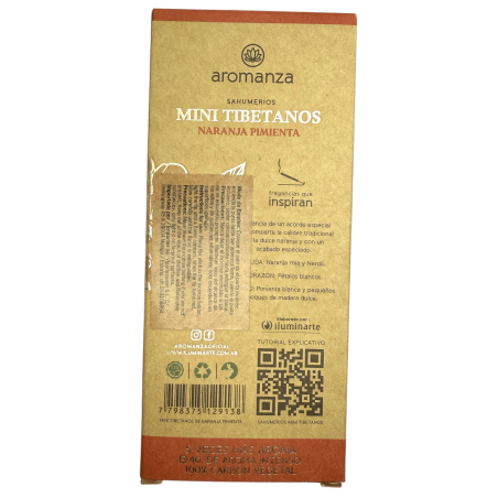 Mini tibetansk rökelse apelsinpeppar aromanza Argentina - 8 rökelsepinnar 40 min varaktighet - Sevärdhet